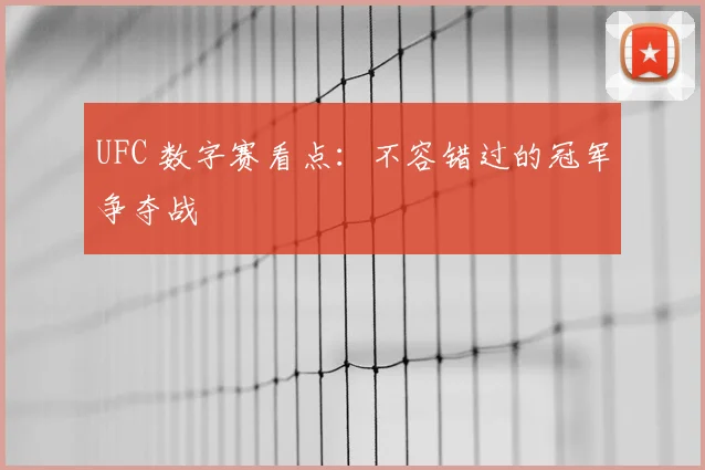 UFC 数字赛看点:不容错过的冠军争夺战